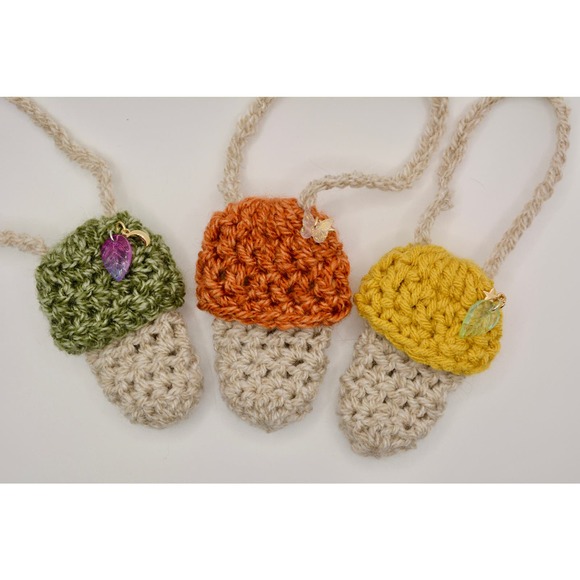 Crochet Mushy Lighter Holder 100% Recycled Handmade Keychain Necklace - Picture 2 of 8
